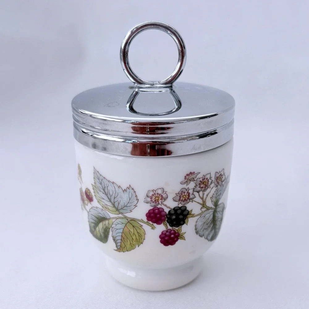 Royal Worcester England Lavinia White Porcelain Egg Coddler with Lid